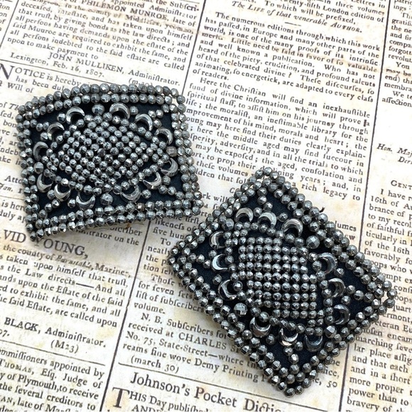 Vintage Pair HOLFAST Cut Steel Shoe Clips Victorian - Picture 1 of 8